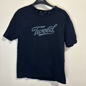 Tweeds Men’s Small Black Casual Tee Logo on Front 100% Cotton